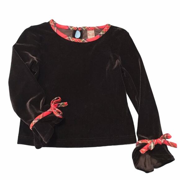 Copper Key Black Velour Top & Tartan Plaid Skirt 6 - Picture 2 of 8